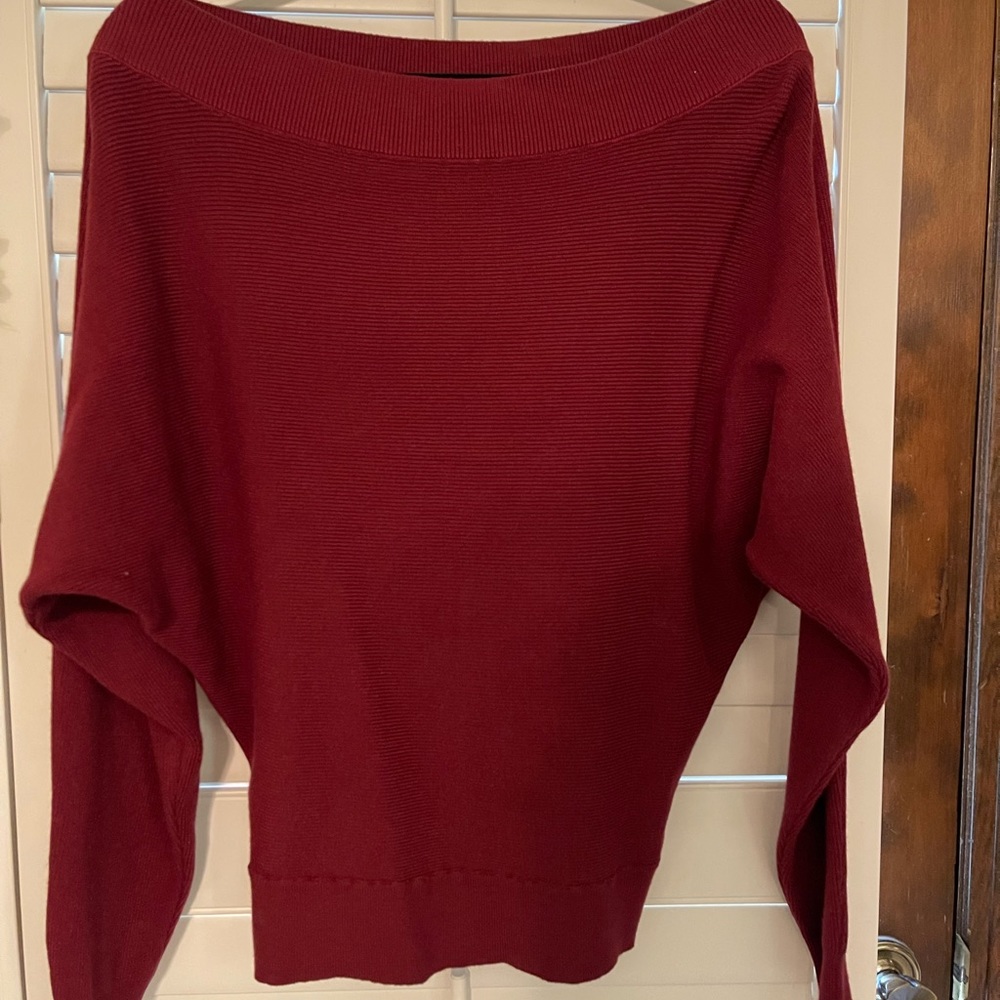 Beautiful, maroon off the shoulder sweater.